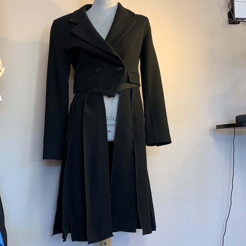 Rachel Comey fringe dress coat in black.